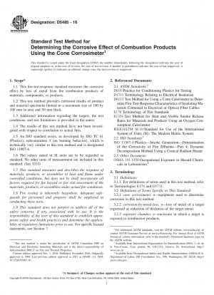 Standardtestmethode zur Bestimmung der korrosiven Wirkung von Verbrennungsprodukten mithilfe des Kegelkorrosimeters