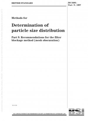 Methoden zur Bestimmung der Partikelgrößenverteilung - Empfehlungen für die Filterblockierungsmethode (Mesh Obscuration)