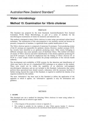 Wassermikrobiologie - Untersuchung auf Vibrio cholerae