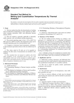 Standardtestmethode für Schmelz- und Kristallisationstemperaturen durch thermische Analyse