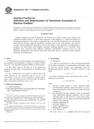 Standardpraxis zur Definition und Bestimmung der thermionischen Konstanten von Elektronenemitter