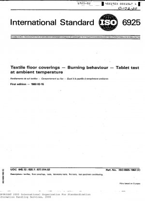 Textile Bodenbeläge; Brennendes Verhalten; Tablettentest bei Umgebungstemperatur