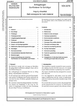 Anfrage-Checkliste - Förderbänder für Schüttgüter