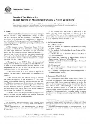 Standardtestmethode für die Schlagprüfung von miniaturisierten Charpy-V-Kerbproben