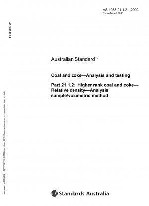Kohle- und Koksanalyse und -prüfung Erweiterte Proben-/Volumenmethode zur Analyse der relativen Dichte von Kohle und Koks