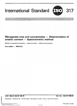 Manganerze und -konzentrate; Bestimmung des Arsengehalts; Spektrometrische Methode