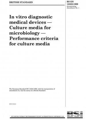 Medizinische Geräte für die In-vitro-Diagnostik. Kulturmedien für die Mikrobiologie. Leistungskriterien für Kulturmedien