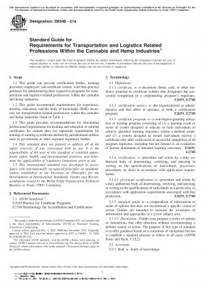 Standardhandbuch für Anforderungen an Transport- und Logistikberufe in der Cannabis- und Hanfindustrie
