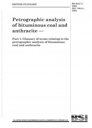 Methoden zur petrographischen Analyse von Steinkohle und Anthrazit – Teil 1: Wortschatz