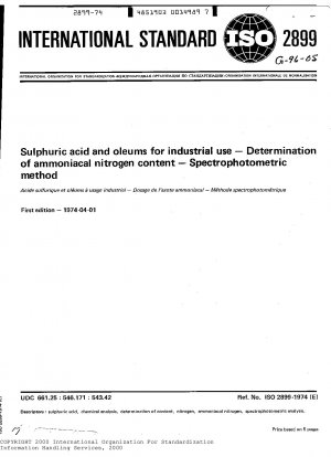 Schwefelsäure und Oleum für gewerbliche Zwecke; Bestimmung des Ammoniakstickstoffgehalts; Spektralphotometrische Methode