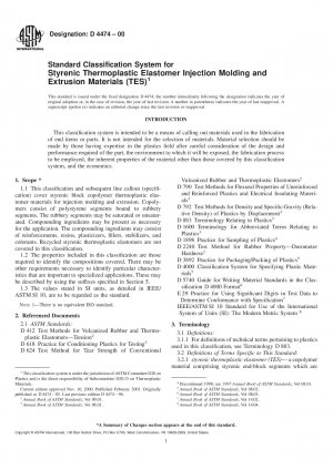 Standardklassifizierungssystem für Styrol-Thermoplast-Elastomer-Spritzguss- und Extrusionsmaterialien (TES)