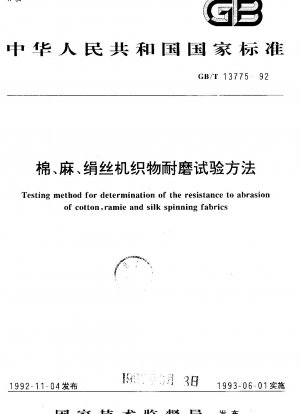 Prüfverfahren zur Bestimmung der Abriebfestigkeit von Baumwoll-Ramie- und Seidenspinnstoffen