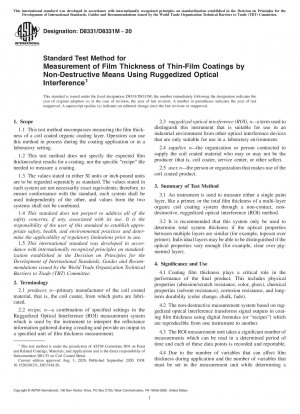 Standardtestverfahren zur Messung der Filmdicke von Dünnfilmbeschichtungen auf zerstörungsfreie Weise unter Verwendung robuster optischer Interferenz