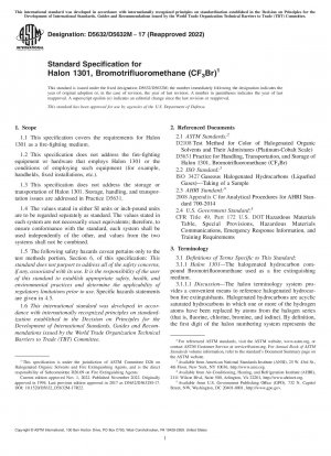 Standardspezifikation für Halon 1301, Bromtrifluormethan (CF3Br)