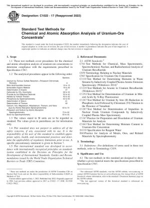 Standardtestmethoden für die chemische und atomare Absorptionsanalyse von Uranerzkonzentrat