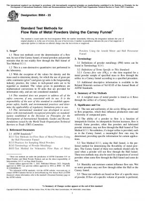 Standardtestmethoden für die Durchflussrate von Metallpulvern unter Verwendung des Carney-Trichters
