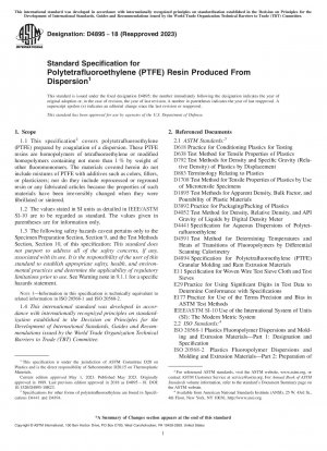 Standardspezifikation für aus Dispersion hergestelltes Polytetrafluorethylen (PTFE)-Harz