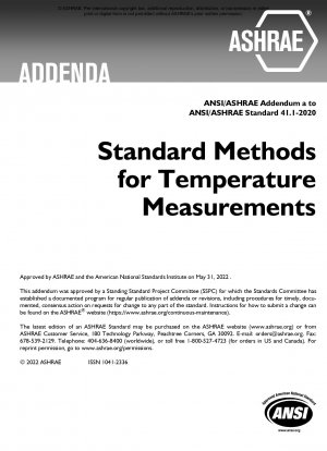 ANSI/ASHRAE-Nachtrag a zum ANSI/ASHRAE-Standard 41.1-2020 Standardmethoden für Temperaturmessungen
