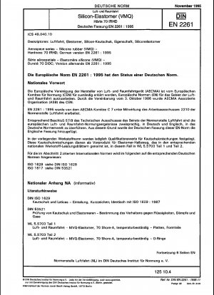 Luft- und Raumfahrt - Silikonkautschuk (VMQ) - Härte 70 IRHD; Deutsche Fassung EN 2261:1995
