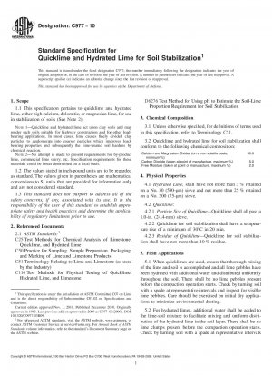 Standardspezifikation für Branntkalk und Kalkhydrat zur Bodenstabilisierung