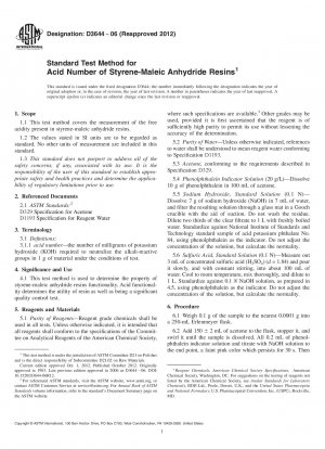 Standardtestmethode für die Säurezahl von Styrol-Maleinsäureanhydrid-Harzen