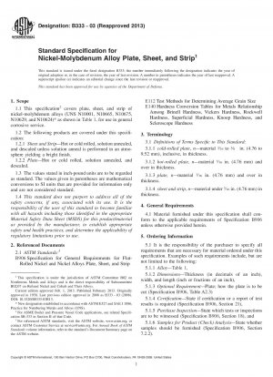 Standardspezifikation für Platten, Bleche und Bänder aus Nickel-Molybdän-Legierung