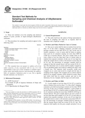 Standardtestmethoden für die Probenahme und chemische Analyse von Alkylbenzolsulfonaten