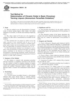 Prüfverfahren zur Bestimmung von Chromoxid in basischen Chromgerbflotten (Ammoniumpersulfat-Oxidation)