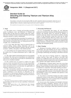 Standardhandbuch zum Entkalken und Reinigen von Oberflächen aus Titan und Titanlegierungen