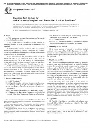 Standardtestmethode für den Aschegehalt von Asphalt und emulgierten Asphaltrückständen