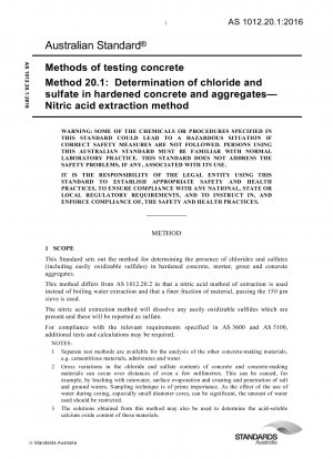 Methoden zur Betonprüfung, Methode 20.1: Bestimmung von Chlorid und Sulfat in Festbeton und Zuschlagstoffen – Salpetersäure-Extraktionsverfahren