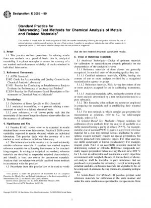 Standardpraxis zur Referenzierung von Testmethoden für die chemische Analyse von Metallen und verwandten Materialien (zurückgezogen 2006)