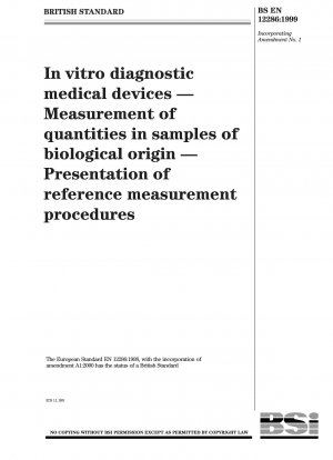 In-vitro-Diagnostika – Messung von Mengen in Proben biologischen Ursprungs – Vorstellung von Referenzmessverfahren