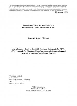 C0791-Methoden zur chemischen, massenspektrometrischen und spektrochemischen Analyse von Borcarbid in nuklearer Qualität