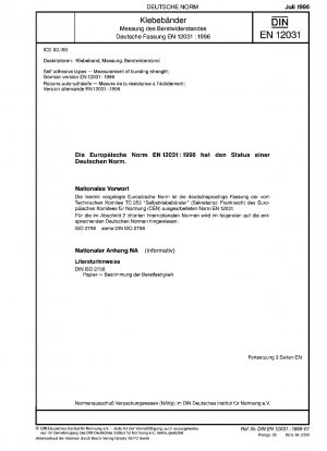 Selbstklebebänder – Messung der Berstfestigkeit; Deutsche Fassung EN 12031:1996