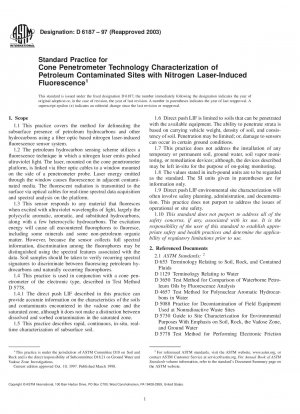 Standardpraxis für die Charakterisierung von mit Erdöl kontaminierten Standorten mithilfe der Kegelpenetrometer-Technologie mittels Stickstofflaser-induzierter Fluoreszenz