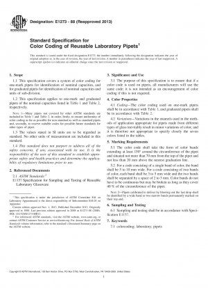 Standardspezifikation für die Farbcodierung von wiederverwendbaren Laborpipetten