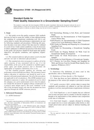 Standardhandbuch für die Qualitätssicherung vor Ort bei einer Grundwasserprobenahme