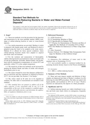 Standardtestmethoden für sulfatreduzierende Bakterien in Wasser und durch Wasser gebildeten Ablagerungen