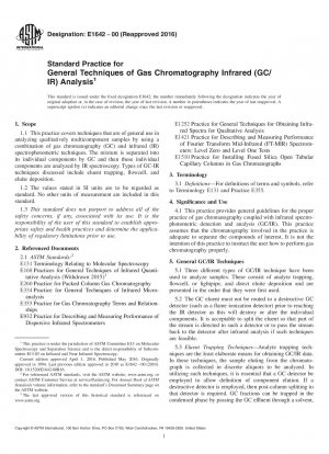 Standardpraxis für allgemeine Techniken der Gaschromatographie-Infrarotanalyse (GC/IR).